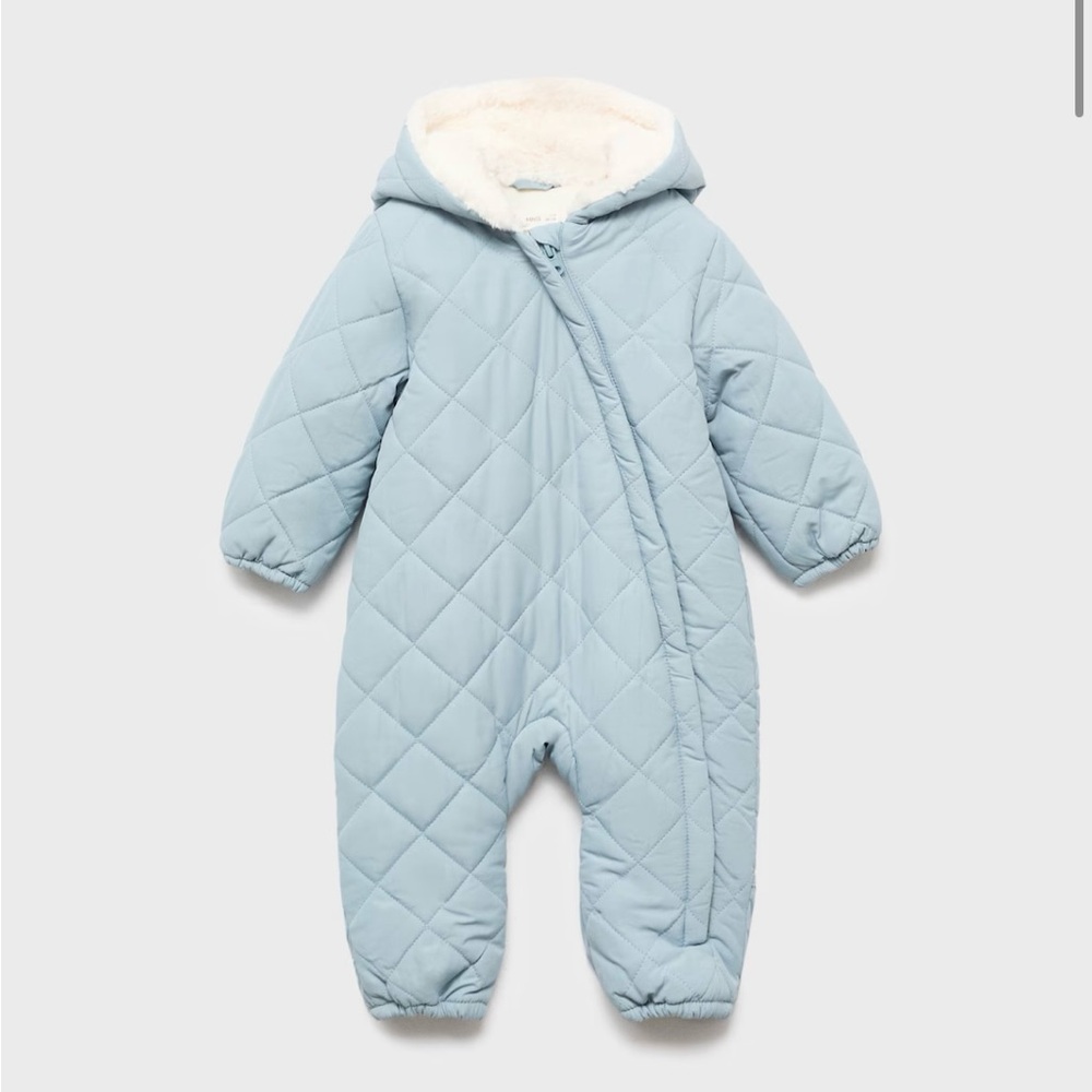Quilted Baby Snowsuit in Light Blue 12-18 months
